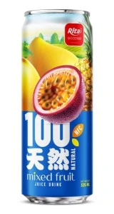 100 Natural Mixed Fruit Juice Drink 325ml sleek can