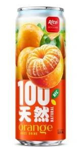 100 Natural Orange Juice Drink 325ml sleek can
