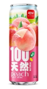 100 Natural Peach  Juice Drink 325ml sleek can