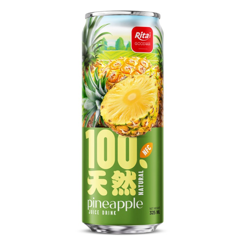 100 Natural Pineapple Juice Drink 325ml sleek can