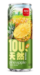 100 Natural Pineapple Juice Drink 325ml sleek can
