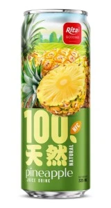 100 Natural Pineapple Juice Drink 325ml sleek can