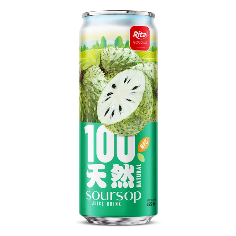 100 Natural Soursop Juice Drink 325ml sleek can