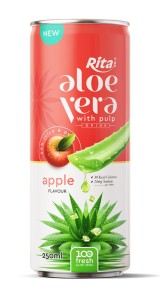 100 fresh aloe vera juice with apple flavor drink 250ml cans