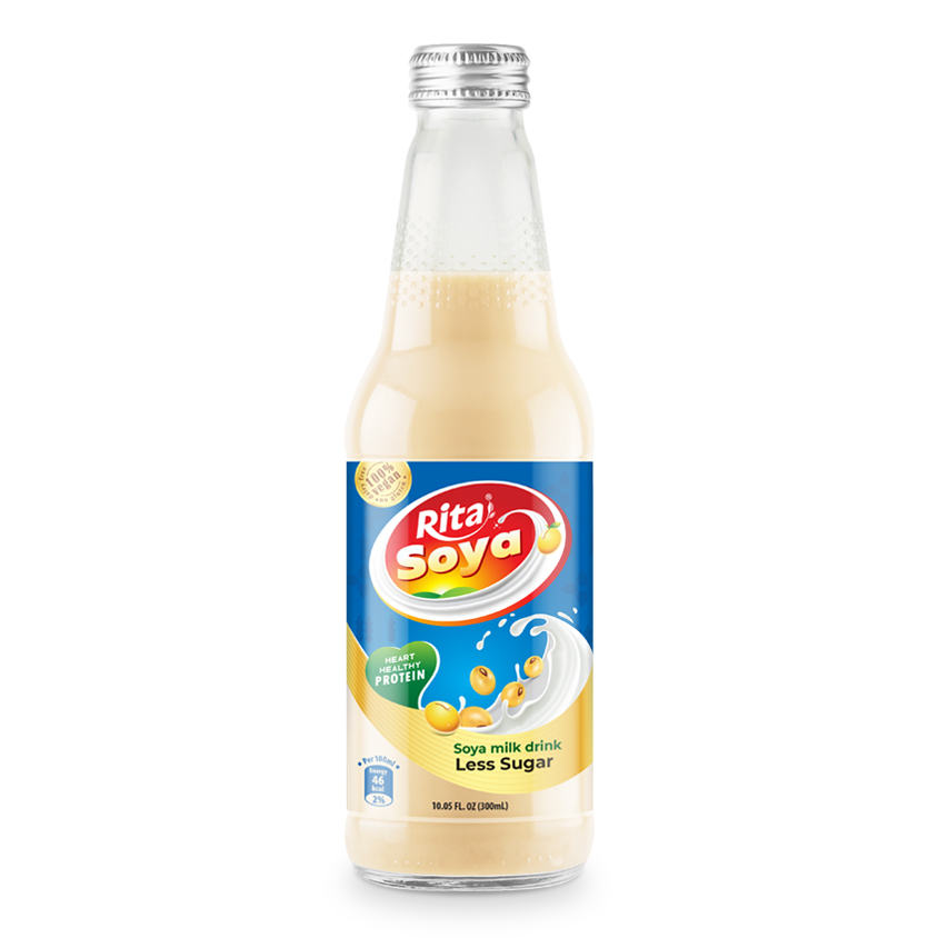 100 vegan  Rita Soya milk drink less sugar 10.05 fl oz glass bottle