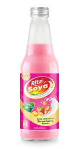 Strawberry Flavor Soya Milk Drink 10.05 fl oz Glass Bottle