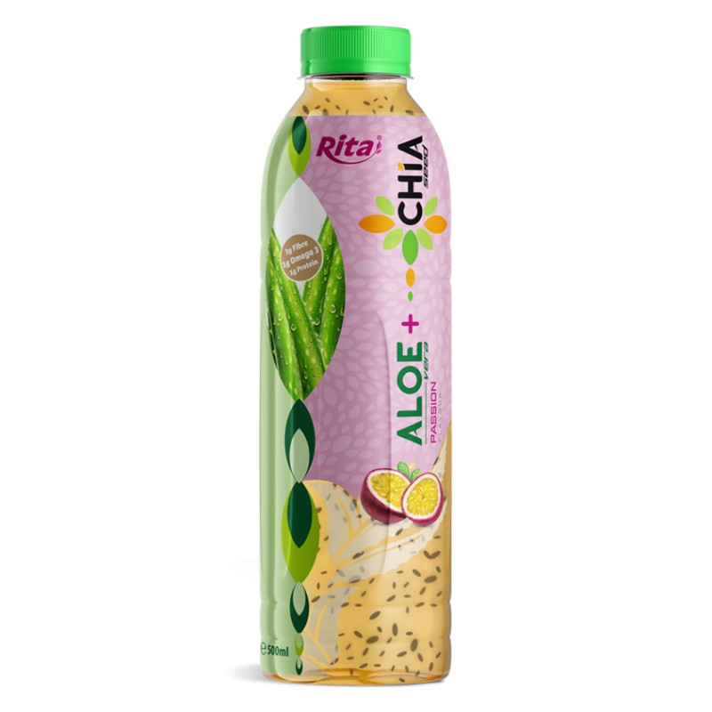 16.9 Fl Oz Rita Aloe Vera Drink with Chia Seed Passion Fruit Flavor PET Bottle