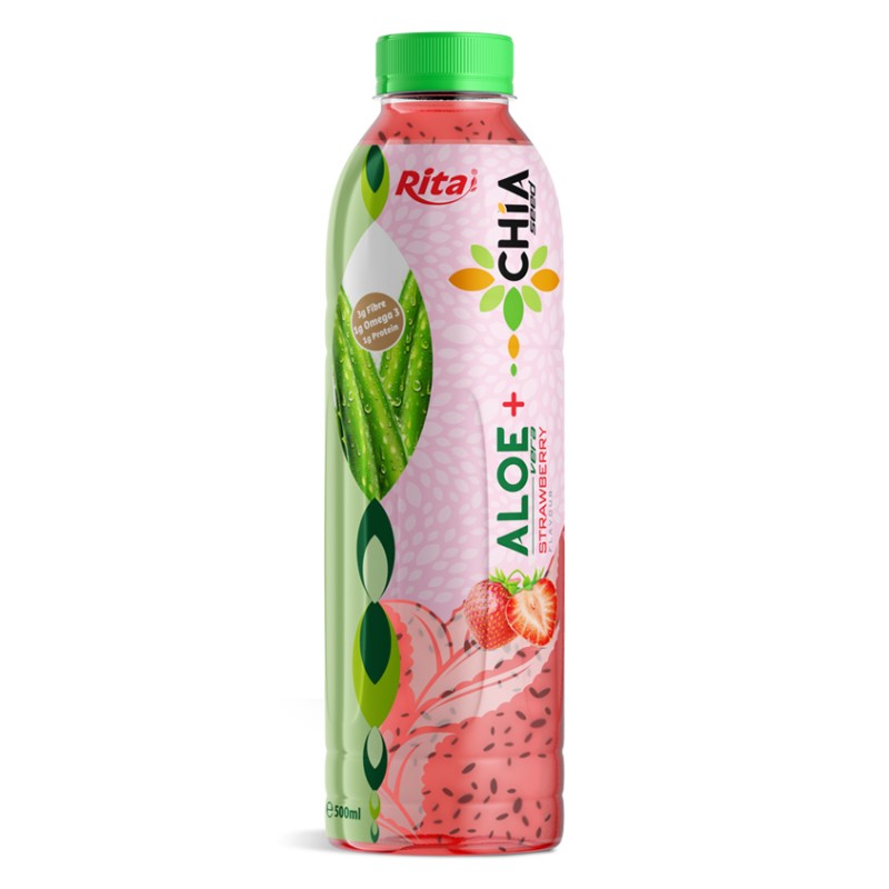 16.9 Fl Oz Rita Aloe Vera Drink with Chia Seed Strawberry Flavor PET Bottle