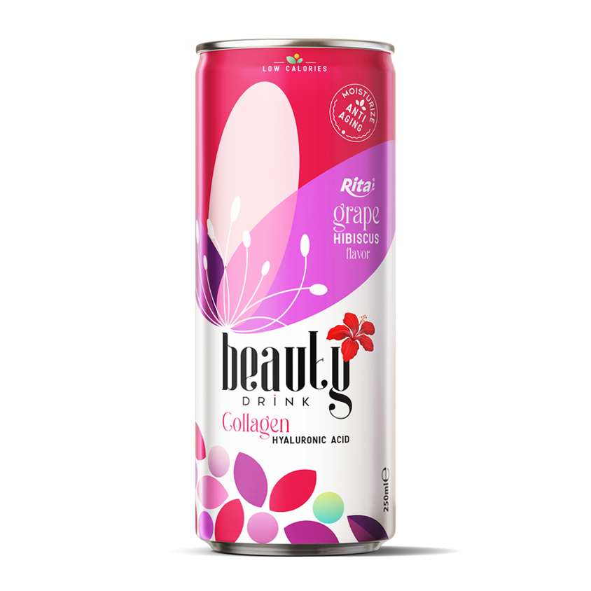 250ml  canned Collagen and hyaluronic acid  drink with grape hibiscus flavor