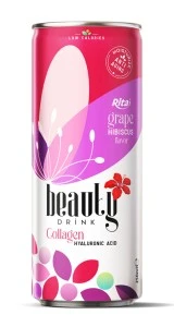 250ml canned Collagen and hyaluronic acid drink with grape hibiscus flavor