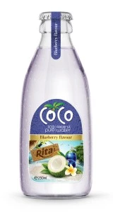 250ml glass bottle 100 pure blueberry Coconut  water own brand