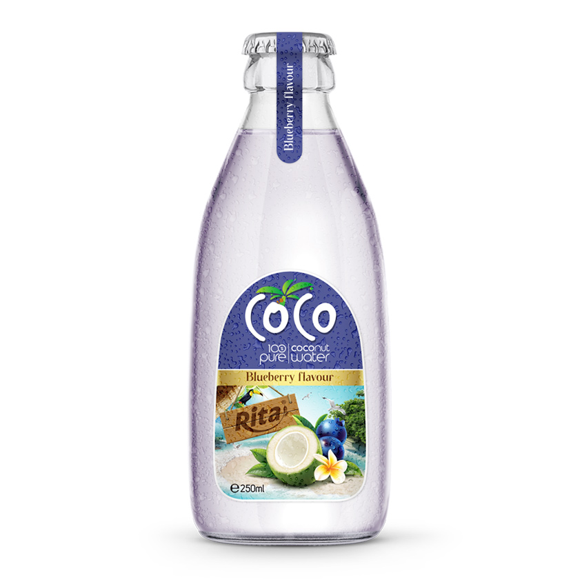 250ml glass bottle 100 pure blueberry Coconut  water own brand