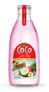 250ml glass bottle 100 pure strawberry Coconut water own brand
