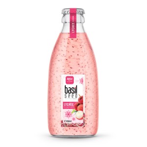 250ml glass bottle Lychee Basil seed drink