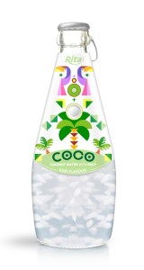 290ml Glass Bottle Kiwi Flavour Sparkling Coconut Water with Pulp