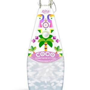 290ml Glass Bottle Mangosteen Flavour Sparkling Coconut Water with Pulp