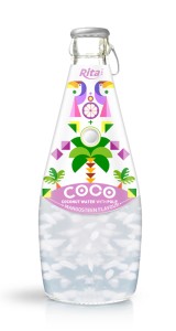 290ml Glass Bottle Mangosteen Flavour Sparkling Coconut Water with Pulp 290ml Glass Bottle Mangosteen Flavour Sparkling Coconut Water with Pulp