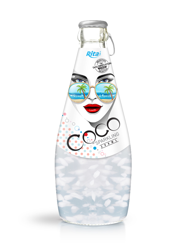 290ml Glass Bottle Sparkling Coconut Water with Pulp 1