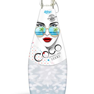 290ml Glass Bottle Sparkling Coconut Water with Pulp 1