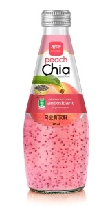 290ml glass bottle Best Chia seed drink with peach healthy and antioxidant