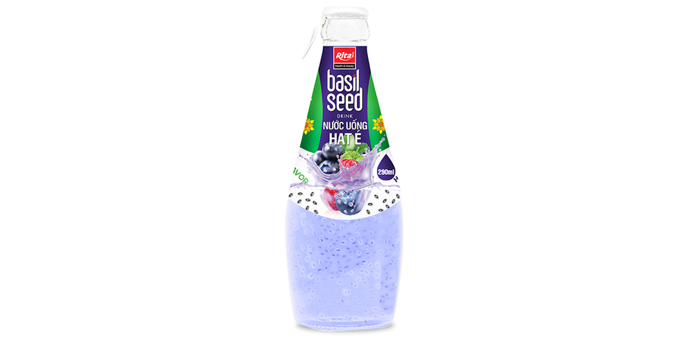 290ml glass bottle basil seed blueberry