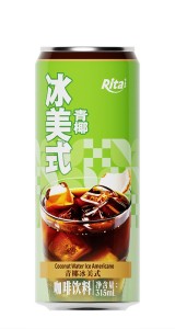 Iced Americano Coffee Drink with Green Coconut Flavor