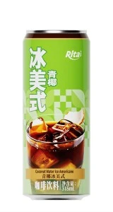 Iced Americano Coffee Drink with Green Coconut Flavor