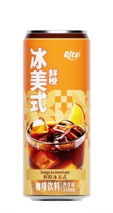 315ml sleek can Iced Americano coffee drink with orange