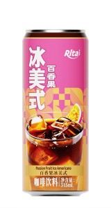 315ml sleek can Iced Americano coffee drink with passion fruit