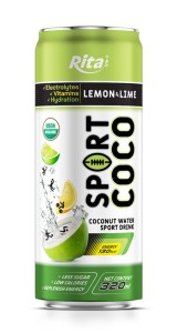 320ml canned fresh sport coconut water lemon and lime flavor