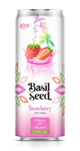 330ml cans Basil seed drink with Strawberry juice