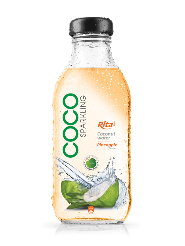 350ml Glass bottle Pineapple Flavor Sparking Coconut water