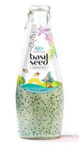 Bulk best price 290ml glass bottle basil seed mixed cocktail fruit juice