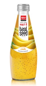 290ml Glass Bottle Basil Seed Drink With Banana Juice