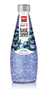 Customize Label 290ml Glass Bottle Basil Seed Drink With Blueberry Juice Customize Label 290ml Glass Bottle Basil Seed Drink With Blueberry Juice