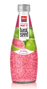 Basil Seed Drink With Pink Guava Juice 290ml Glass Bottle 