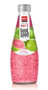 Basil Seed Drink With Pink Guava Juice 290ml Glass Bottle 