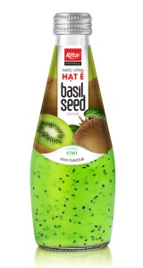 Supplier 290ml Glass Bottle Basil Seed Drink With Kiwi Flavor
