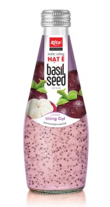 Best Quality 290ml Glass Bottle Basil Seed Drink With Mangosteen Flavor 