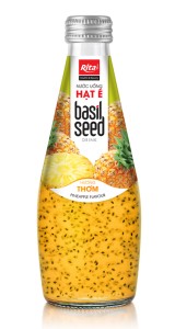 Fresh 290ml Glass Bottle Basil Seed Drink With Pineapple Flavor   