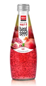 Fresh 290ml Glass Bottle Basil Seed Drink With Pomegranate Flavor
