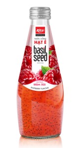 Fresh 290ml Glass Bottle Basil Seed Drink With Raspberry Flavor Fresh 290ml Glass Bottle Basil Seed Drink With Raspberry Flavor