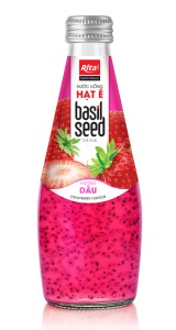 290ml Glass Bottle Basil Seed Drink With Strawberry Flavor 