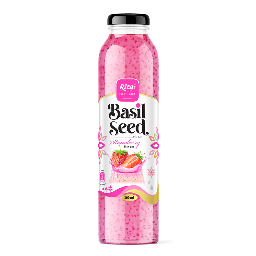 Basil seed drink with strawberry flavor 300ml 1