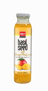 NFC good taste 300ml glass bottle basil seed mango juice drink