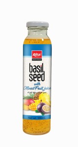 NFC good taste 300ml glass bottle basil seed mixed juice drink