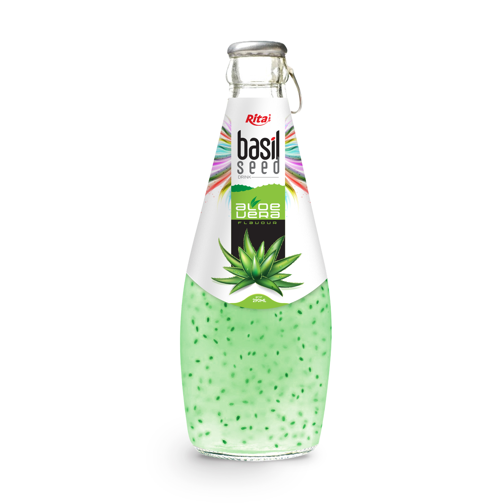 Basil seed with aloe vera 290ml glass bottle 