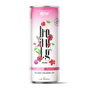 Beauty drink collagen and hyaluronic acid with grape and hibiscus 250ml slim can