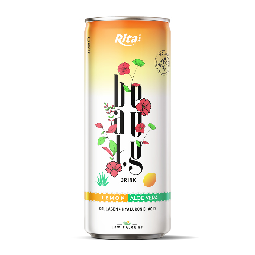Beauty drink collagen and hyaluronic acid with lemon and aloe vera