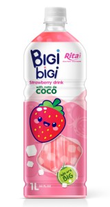 BiGi BiGi Strawberry Drink with Nata de Coco 1L PET Bottle BiGi BiGi Strawberry Drink with Nata de Coco 1L PET Bottle